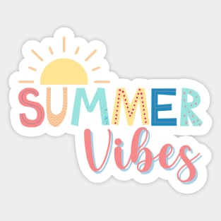 Colorful Summer Vibes Text with Sun Sticker